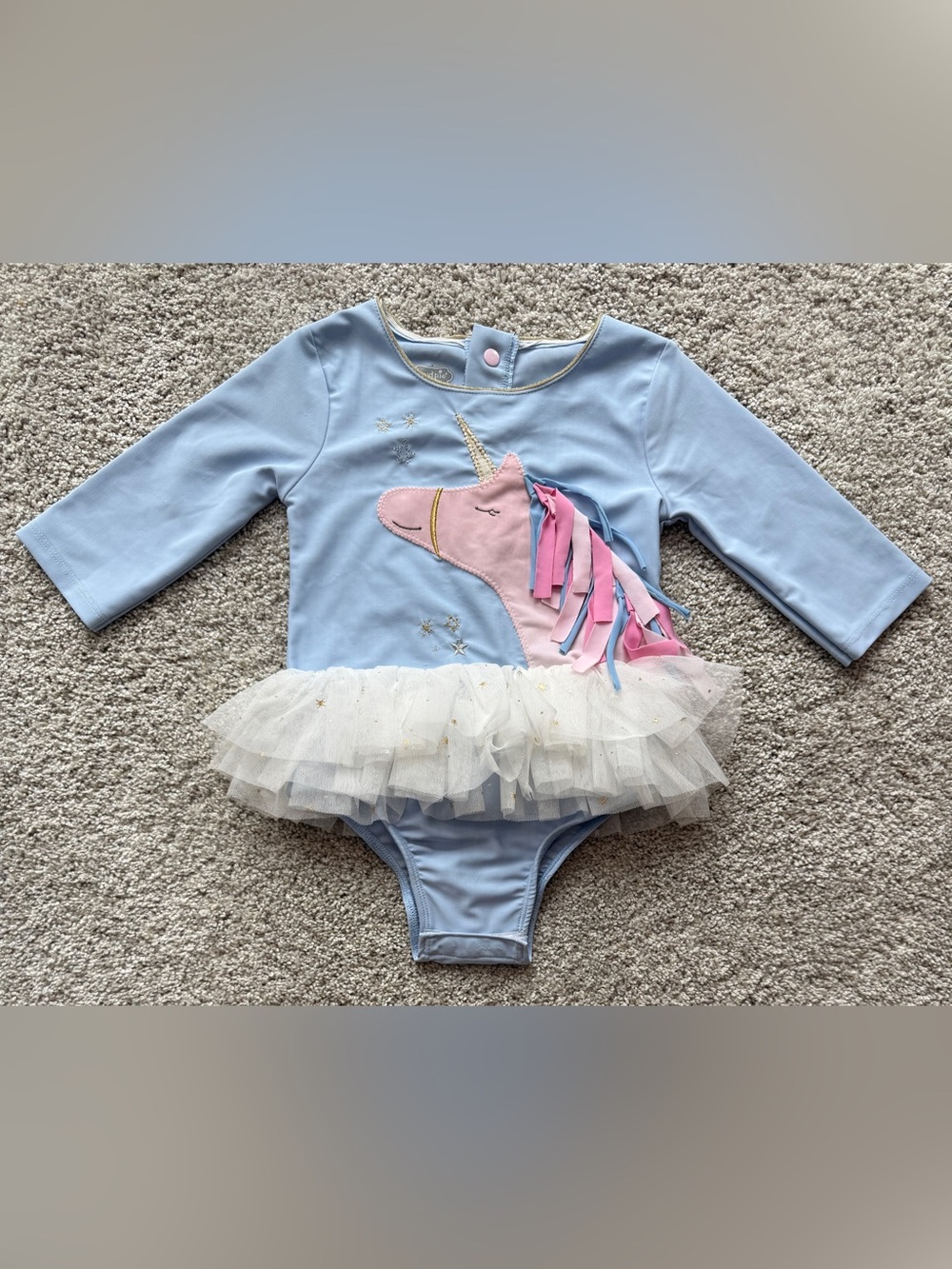 Adorable Mud Pie unicorn swim suit size 24M / 2T.